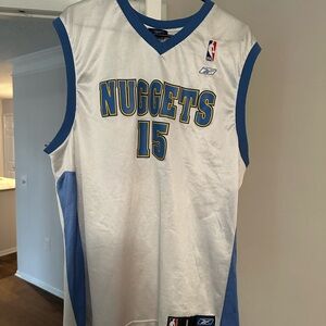 Reebok White and Blue Nuggets Jersey
